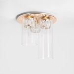 LED stropné svietidlo francúzske zlato GEM, 3 sklenené tienidlá