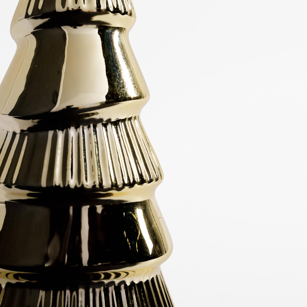 Zlatá dekoratívna figúrka vianočný stromček 18,3 cm