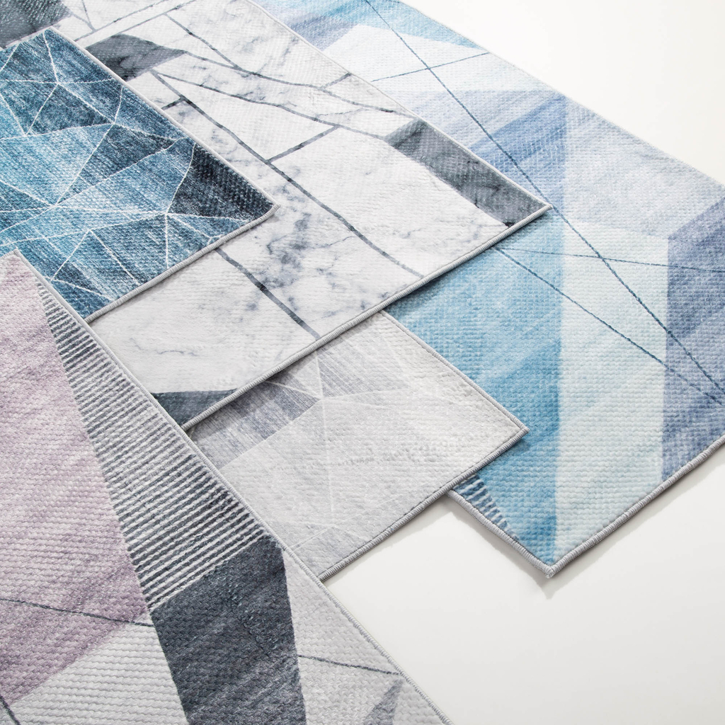 Geometrický koberec PUERTO modrý 80x150 cm