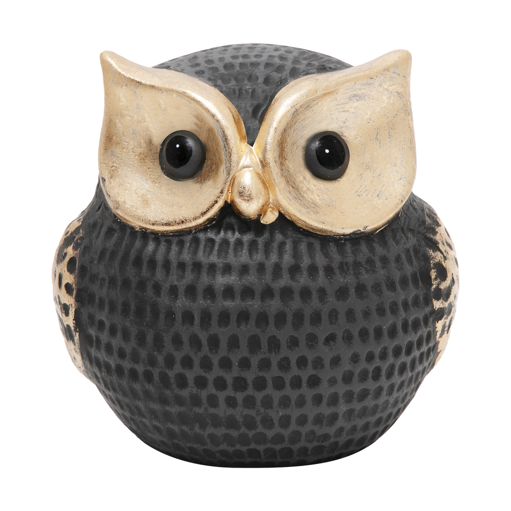 Dekoračná figúrka SOVA čierno-zlatá 14 cm