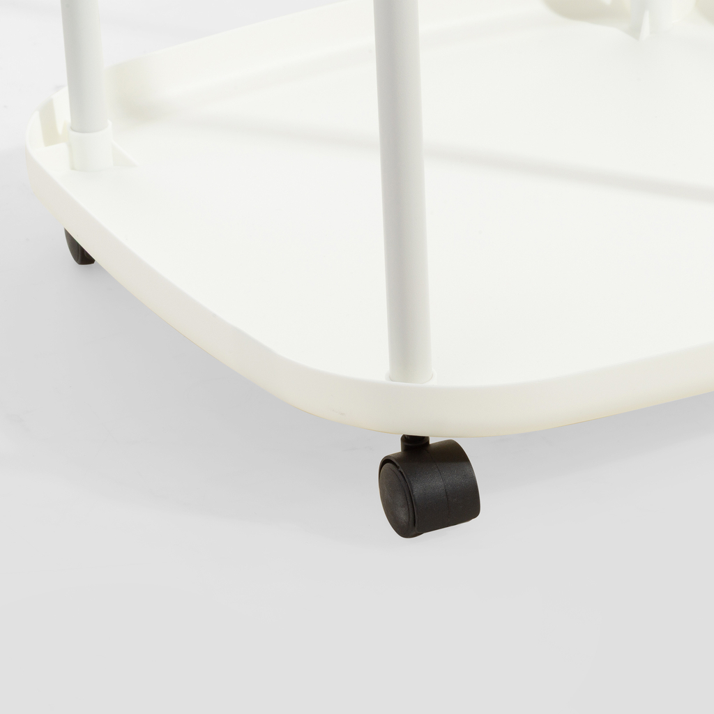 Príručný stolík na kolieskach s 2 poličkami biely 39x50 cm