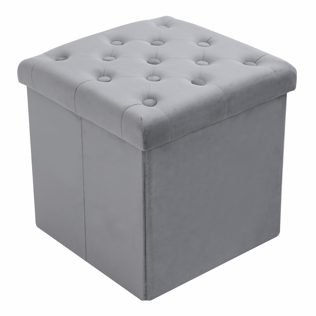 Puf kwadratowy składany szary 38x38 cm