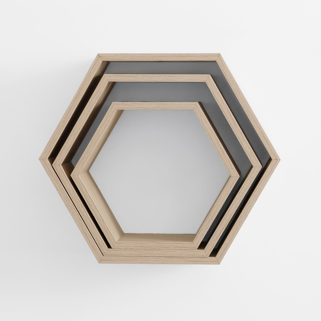 Súprava 3 geometrických nástenných políc