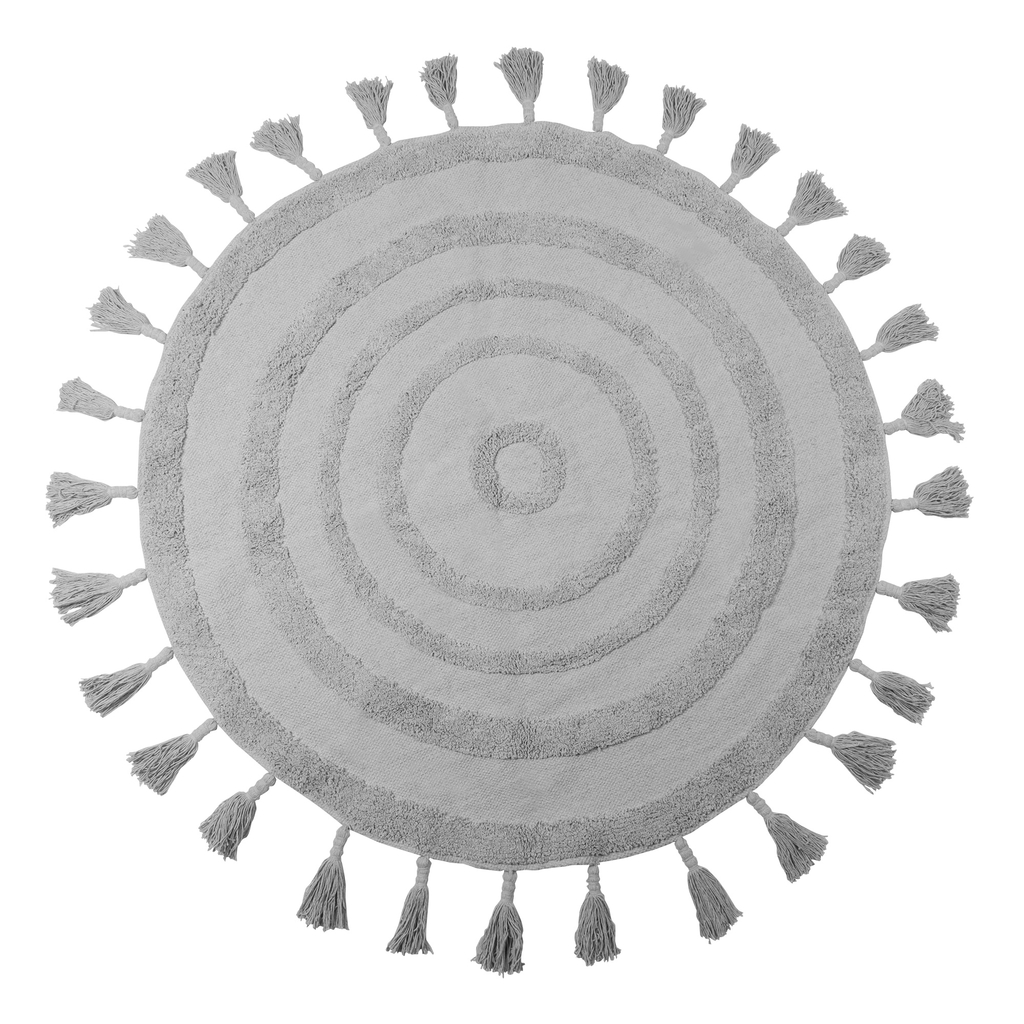 Okrúhly koberec BOHO so strapcami, sivý 100 cm