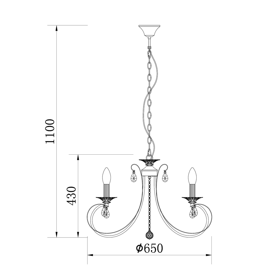 Sviečkový luster retro biely NOVIA