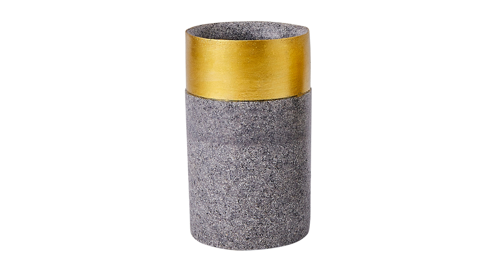 Kúpeľňový pohár na kefky piesok šedo-zlatý, 10 cm