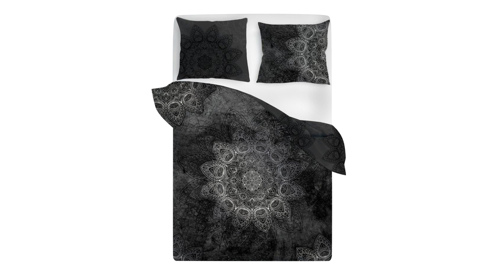 Súprava posteľnej bielizne z bavlneného saténu sivá MANDALA 220x200 cm