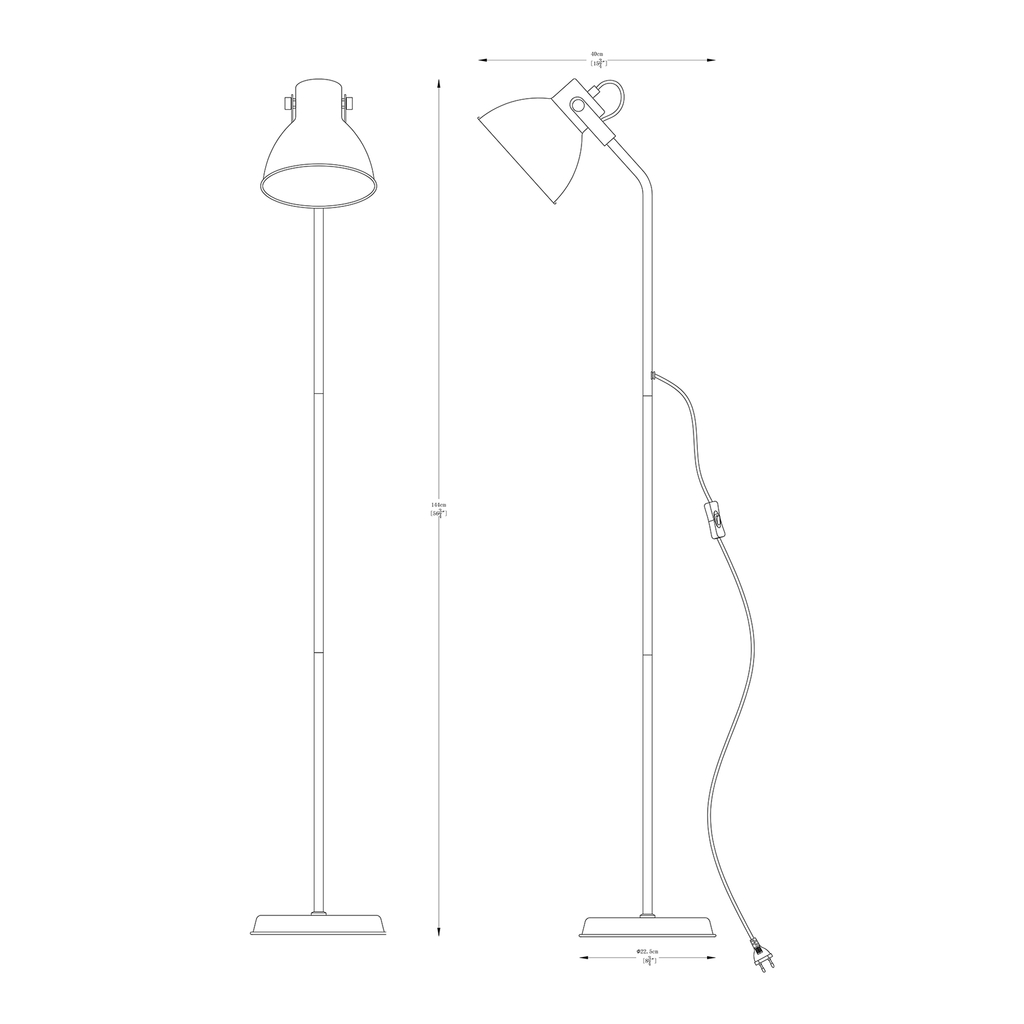 Stojacia lampa APUS s reflektorom čierna