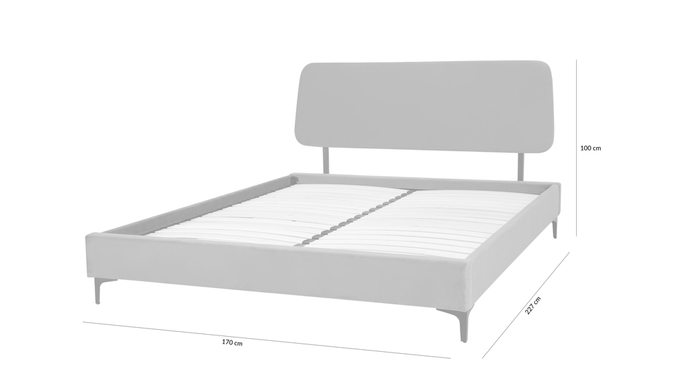 Sivá posteľ s roštom KONTREXT 160x200 cm