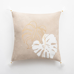 Dekoračná obliečka na vankúš TANZA s monsterou béžová 45x45 cm