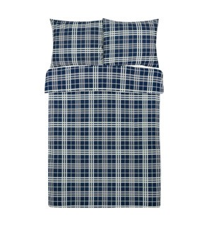 Súprava károvanej posteľnej bielizne modrá GRID 200 x 220 cm