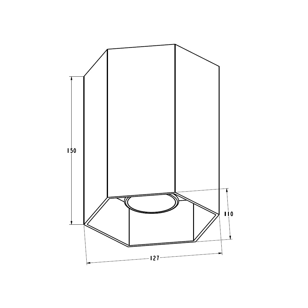 Zapustené bodové svietidlo s geometrickým tvarom, hliníková farba POLYGON CL 1L