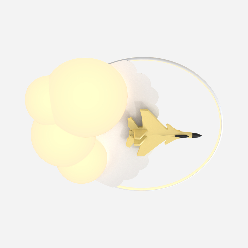 Zlaté stropné LED svietidlo FOCUS lietadlo s diaľkovým ovládaním