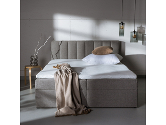 Boxspringová posteľ s topperom sivá PEDRO PU 160x200 cm