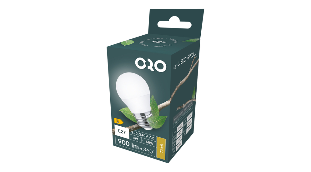 LED žiarovka E27 8W teplá farba ORO-E27-G45-TOTO-8W-WW