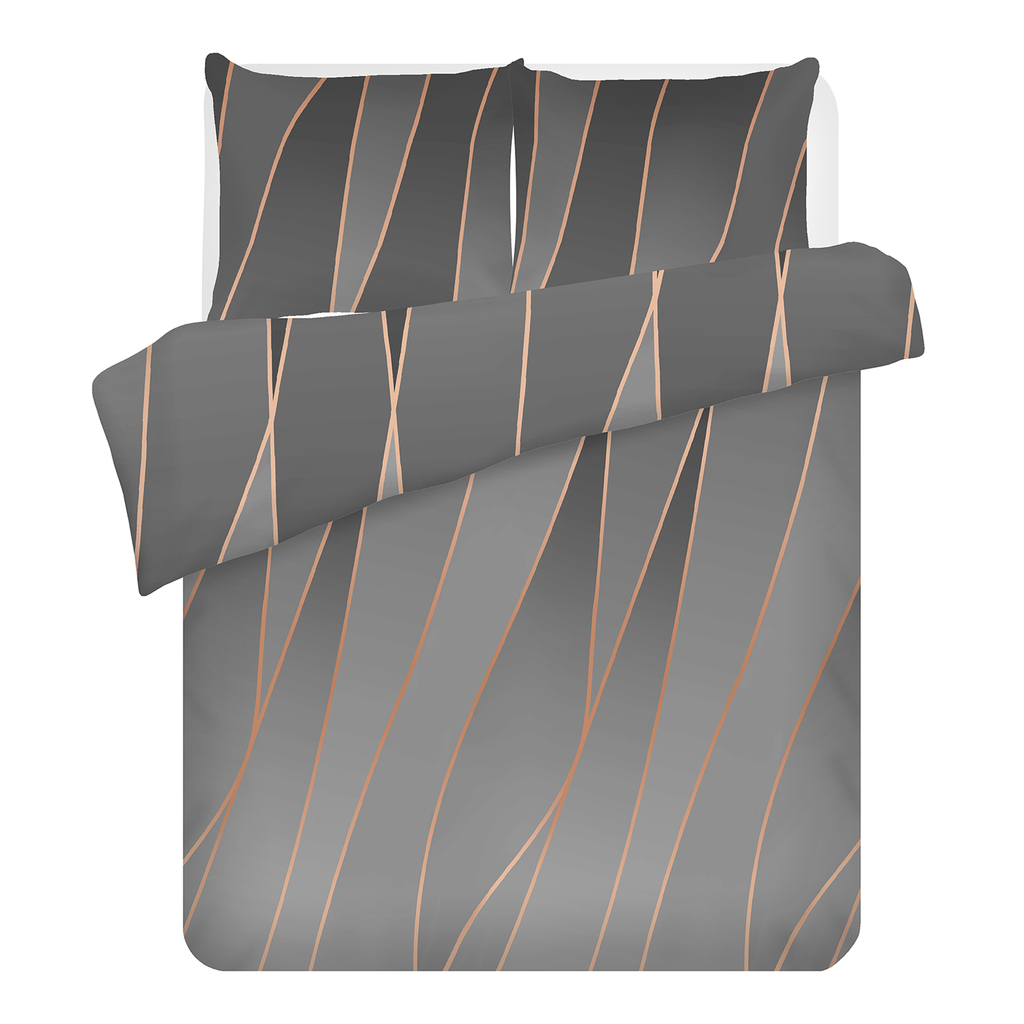 Súprava posteľnej bielizne z bavlneného saténu sivá ARGONGREY ELISA 220 x 200 cm