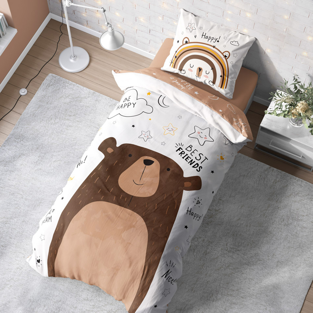Bavlnená posteľná bielizeň LULULAND MEDVEDÍK 160x200 cm