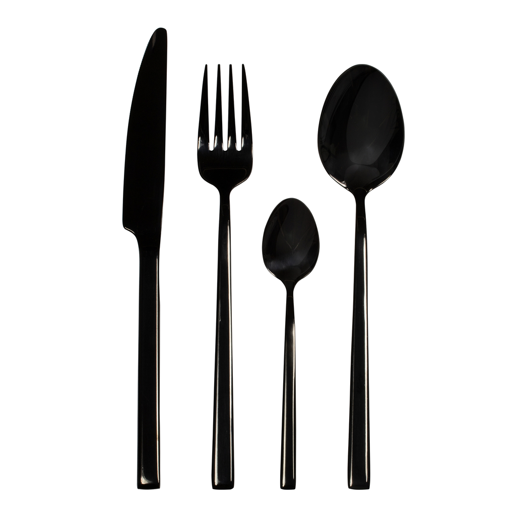 Súprava príborov pre 6 osôb čierna COMO 24 kusov