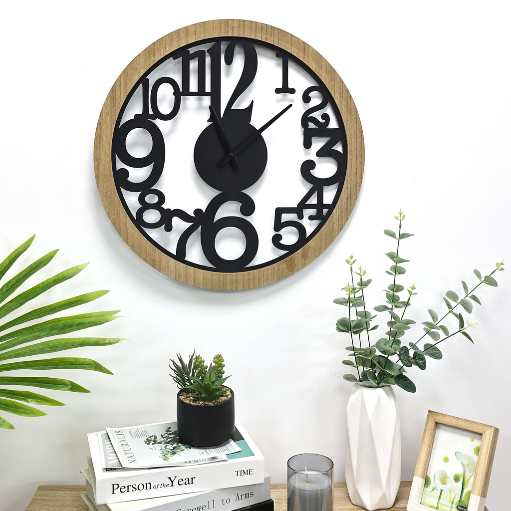 Nástenné hodiny NATURAL čierne 50 cm