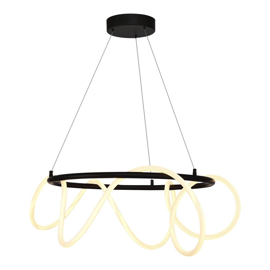 Závesné LED svietidlo BALBO s prsteňom, čierne