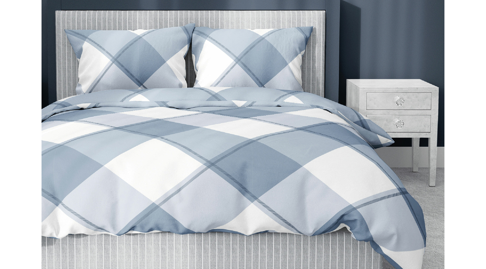 Bavlnená posteľná bielizeň modrá HOME SATIN KÁROVANÁ 160 x 200 cm