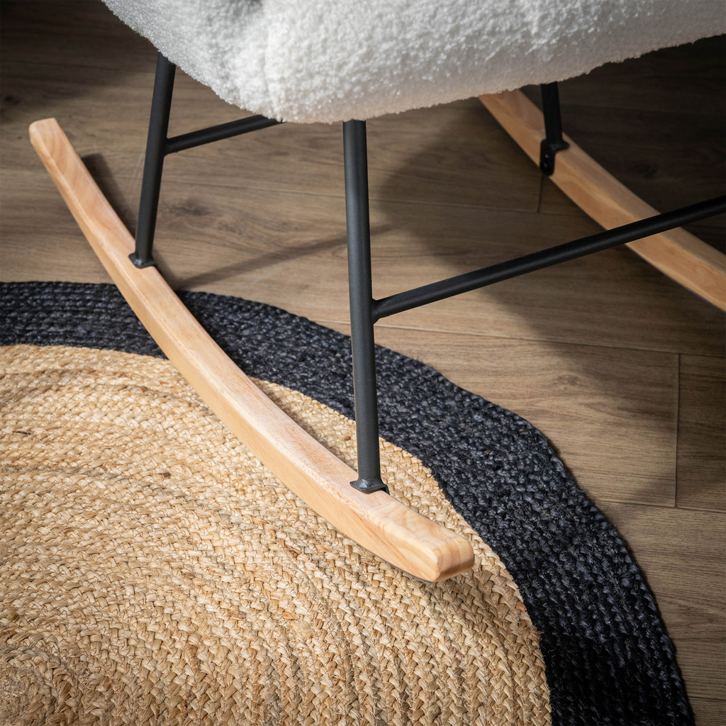 Okrúhly jutový koberec BRUGA, čierno-béžový, 100 cm