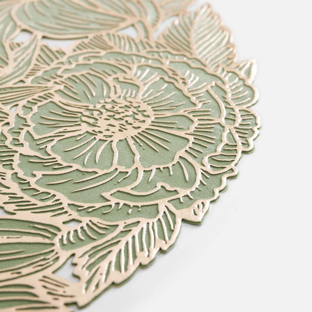 Okrúhle prestieranie na stôl zeleno-zlaté 38 cm