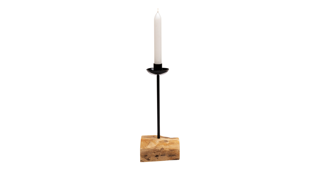 Svietnik na kónickú sviečku drevený 28 cm