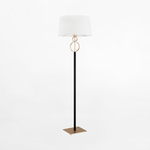 Stojacia lampa s tienidlom čierno-zlatá PERSEO