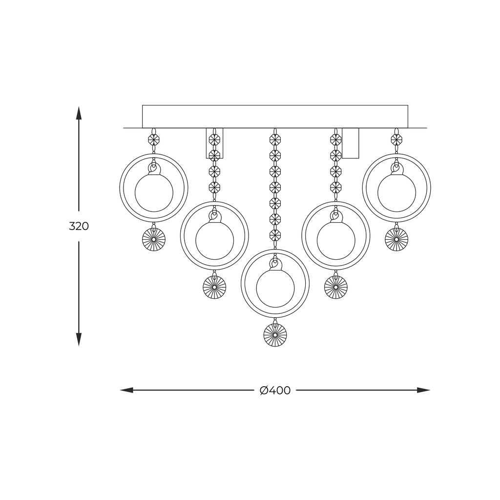 Stropné svietidlo chrómované 5xG9 GRESSA