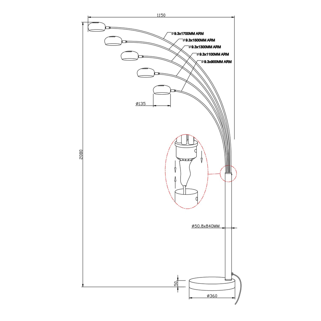 Moderné čierne stojace svietidlo ZODIAC