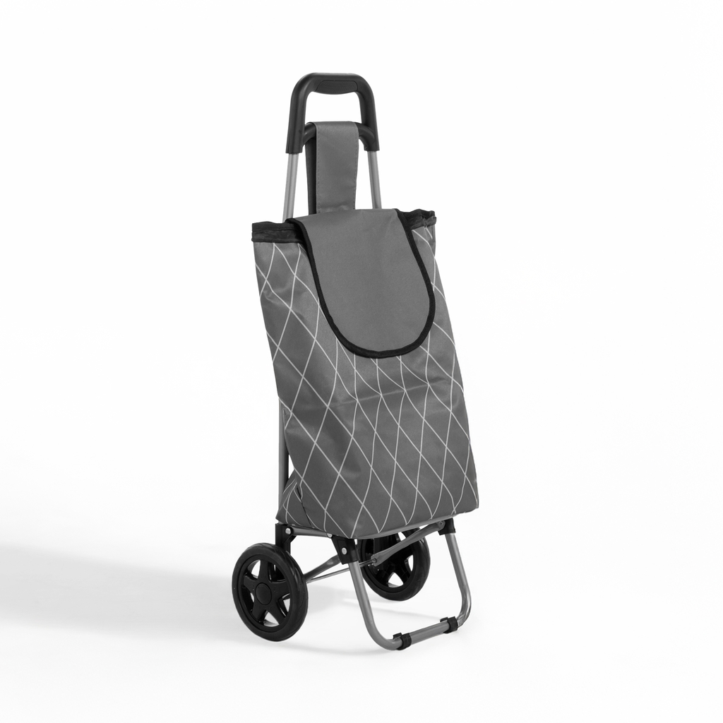 Nákupná taška na kolieskach sivá 87x32x28 cm