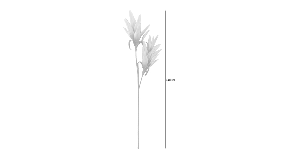 Grafika poglądowa - wysokość sztucznego kwiatka CREAM. 