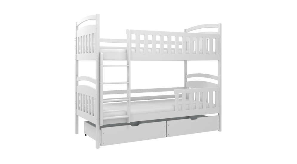 Poschodová posteľ biela AGATKA 2S, s roštom