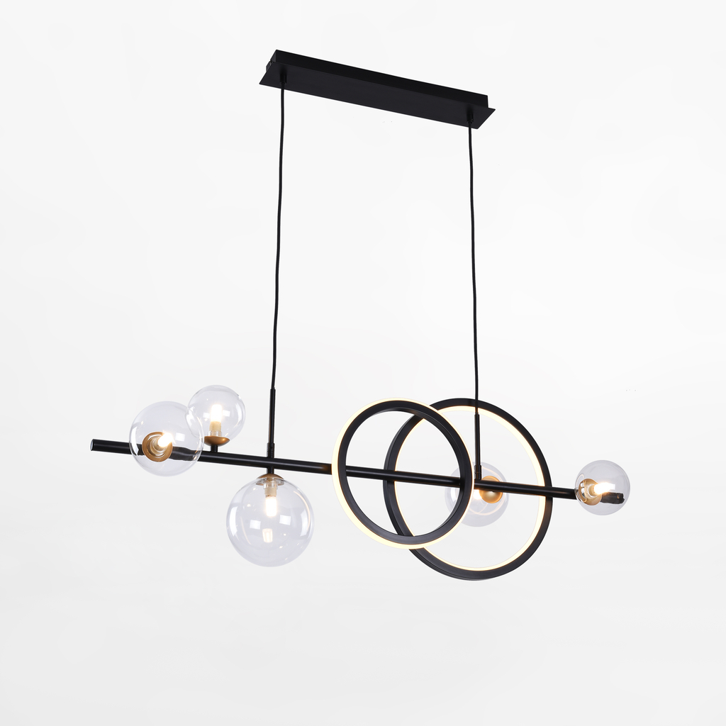 Závesné svietidlo LED 20W 5xG9 čierno-zlaté TAREMI s diaľkovým ovládaním