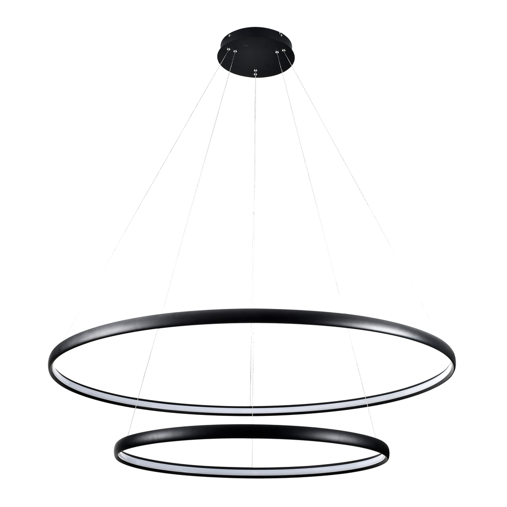LED luster na lanku 2 prstene čierna CARLO