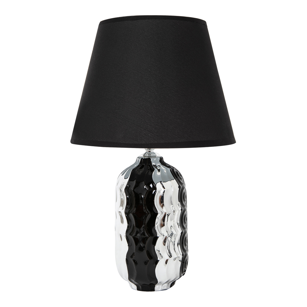 Keramická stolná lampa čierno-strieborná, 38 cm