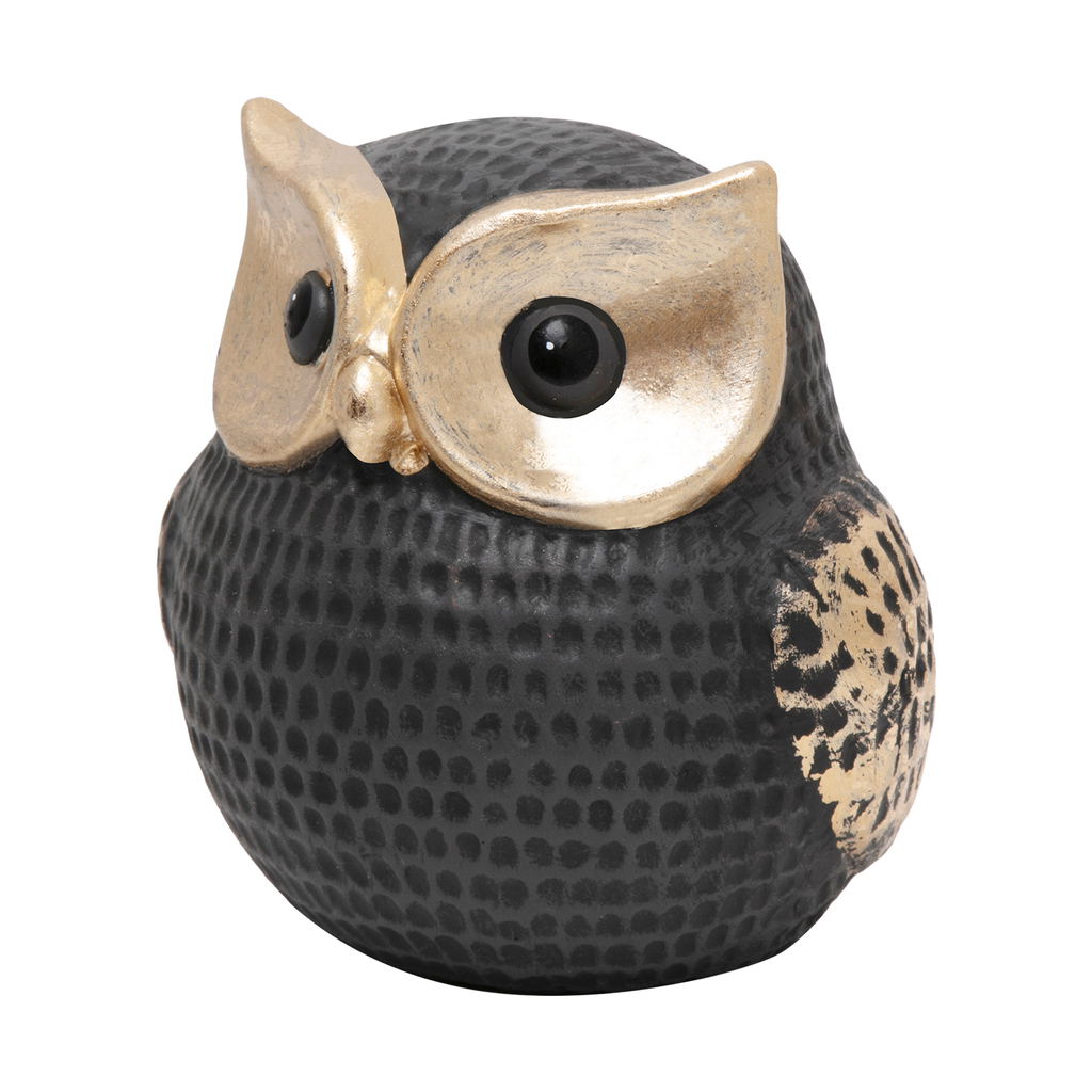 Dekoračná figúrka SOVA čierno-zlatá 14 cm