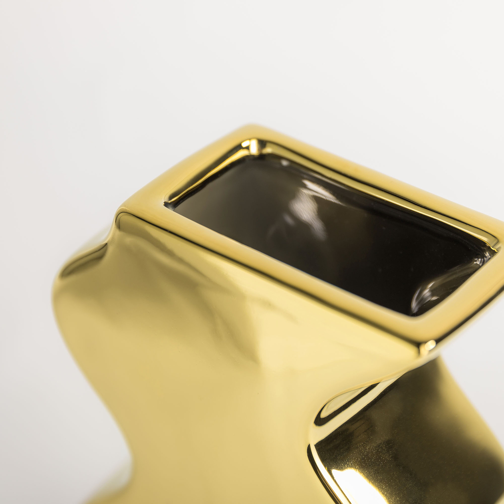 Geometrická váza zlatá 20 cm