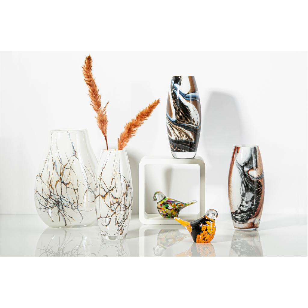 Sklenená váza RETRO biela 30 cm