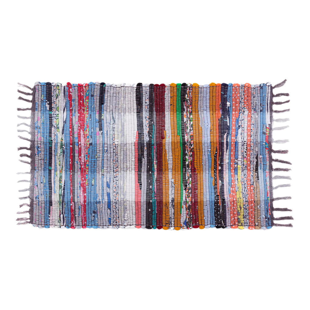 Koberček z kúskov látky so strapcami KIMI 60 x 100 cm