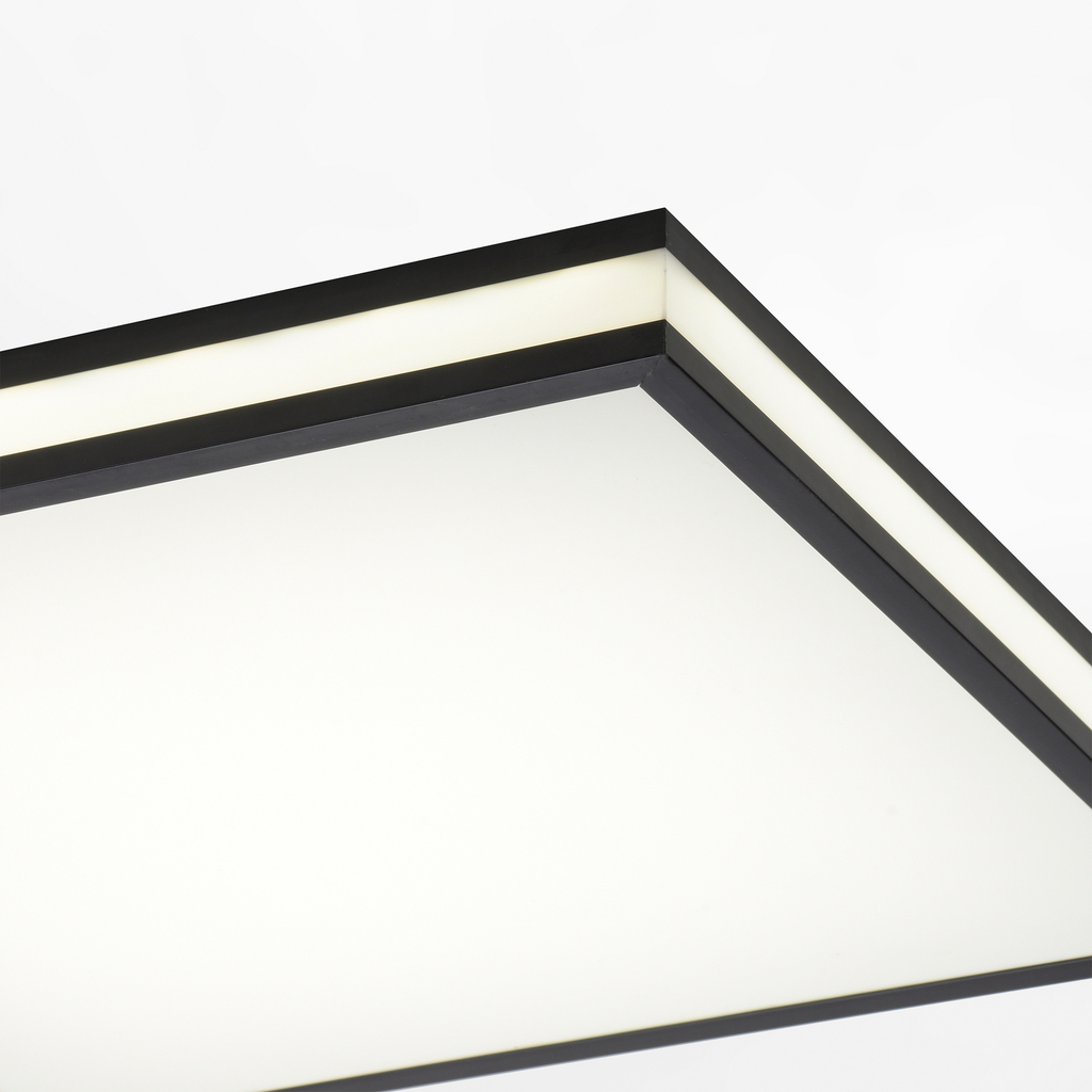 Stropné svietidlo LED RGB čierne MARIO s diaľkovým ovládaním 46,5x46,5 cm