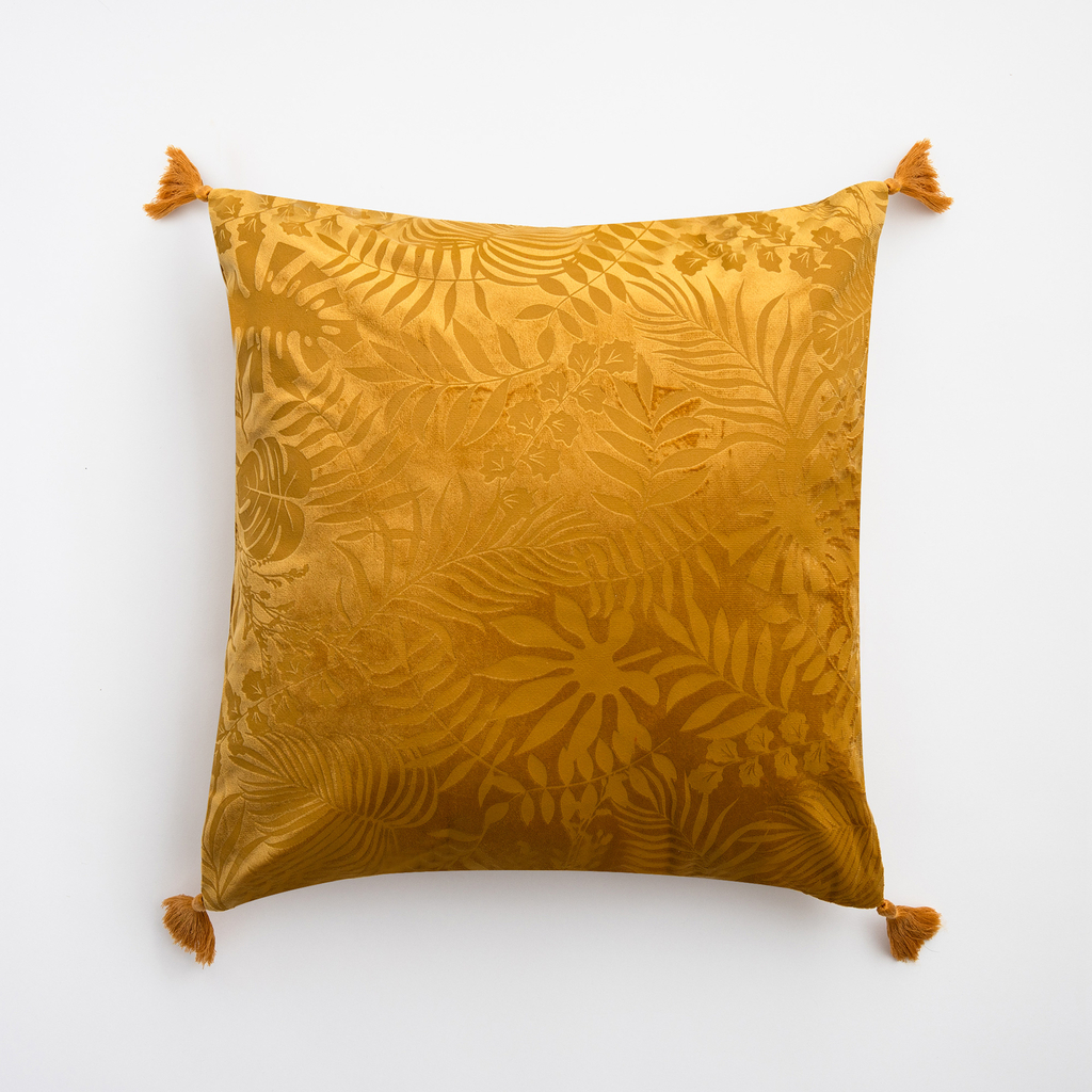 Obliečka na vankúš ADRIA z horčicového zamatu 45x45 cm