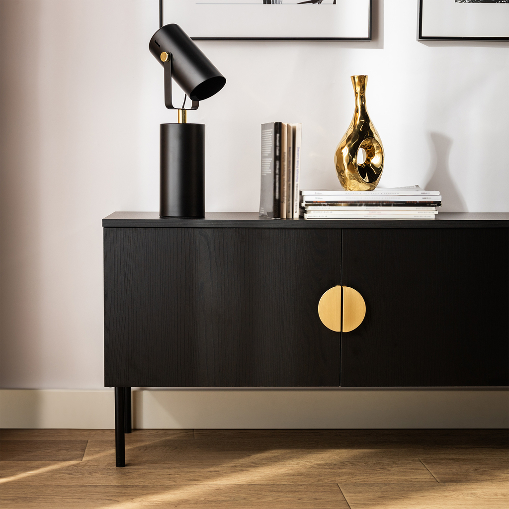 Stolná lampa RESI reflektor čierno-zlatá