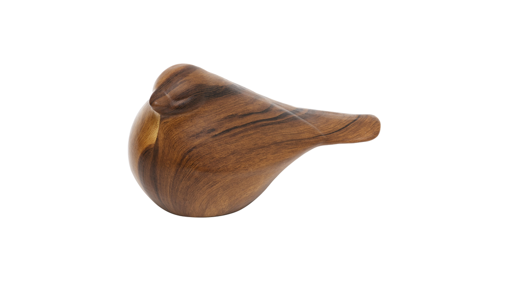 Keramická figúrka vtáčik s dreveným efektom 9 cm