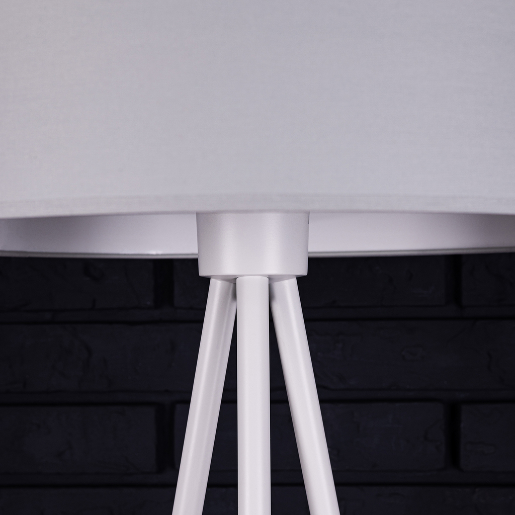 Stojacia lampa TRIPOD sivá, biele tienidlo