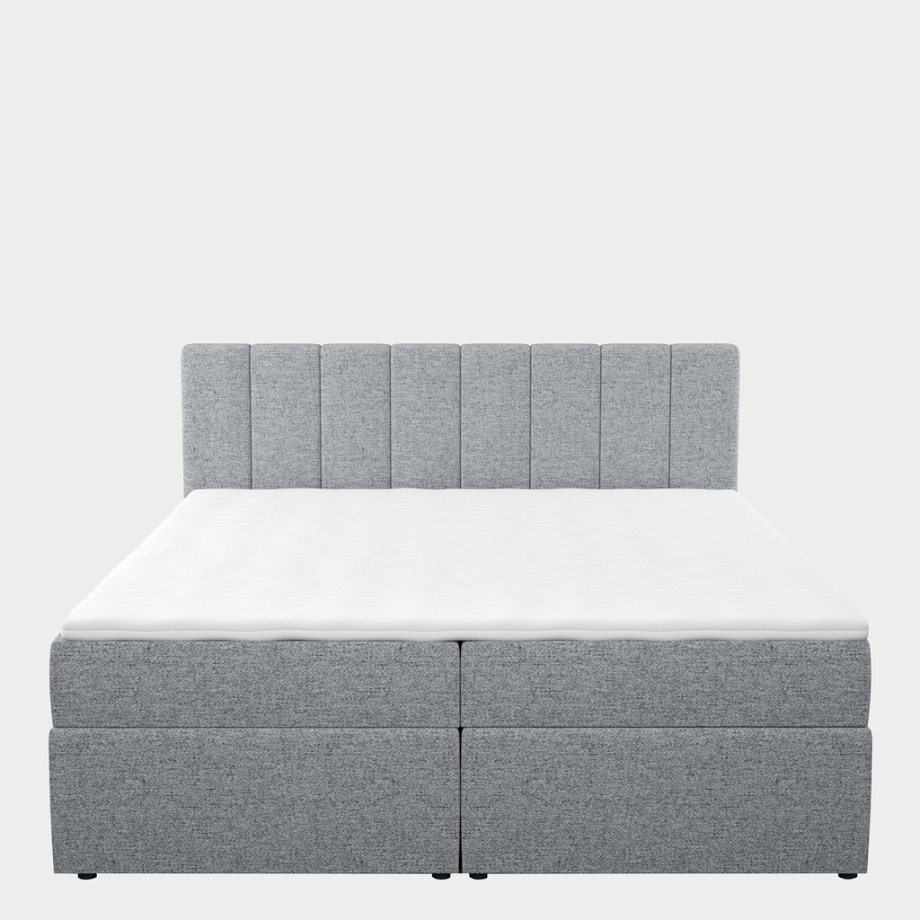 Kontinentálna posteľ PEDRO PU s topperom, sivá 180x200 cm