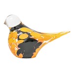 Sklenená figúrka retro VTÁČIK žltá 15x10cm