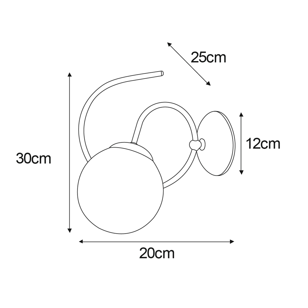 Nástenné svietidlo FLORO guľa čierne