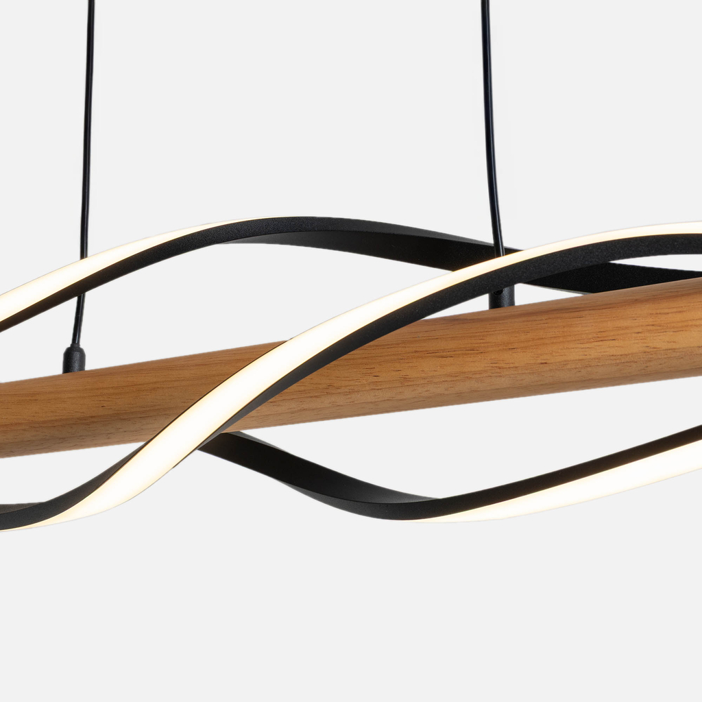 Závesné svietidlo LED drevené čierne BAEZ